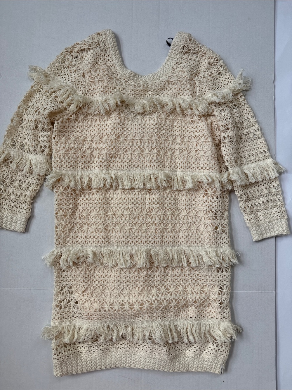 Volcom Mini Dress Crotchet Woven Boho Cream size Small
